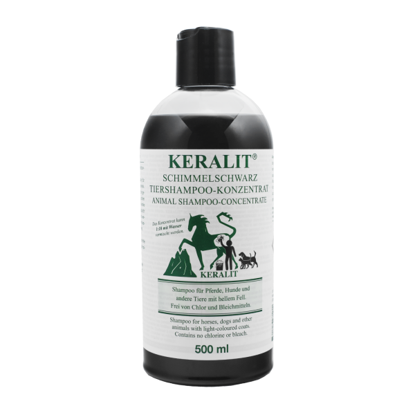 Keralit Tiershampoo Konzentrat Schimmelschwarz für Pferde Hunde und Tiere mit hellem Fell